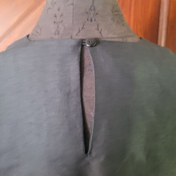 Vintage Anne Carson Black Silk Linen Button-Back Short Sleeve Blouse - Picture 5 of 7